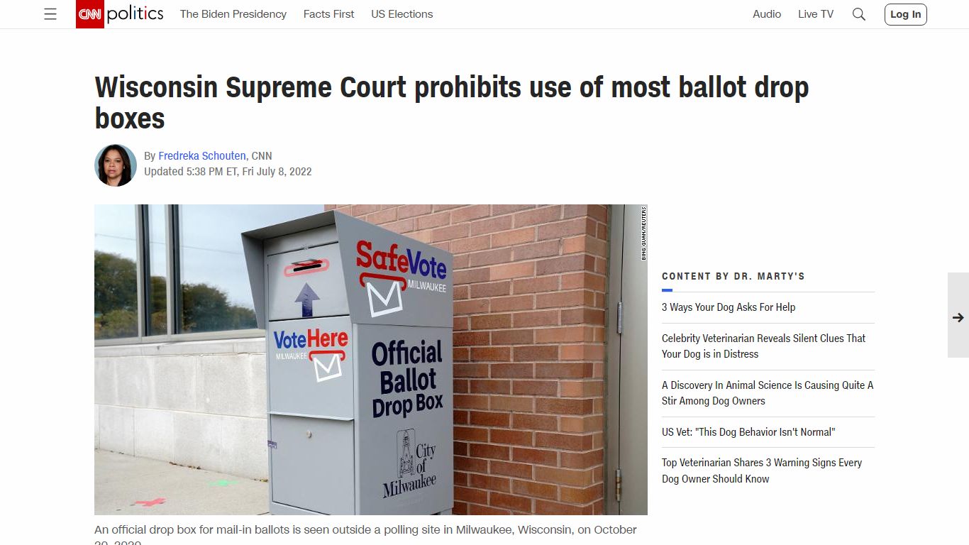 Wisconsin Supreme Court prohibits use of most ballot drop boxes - CNN